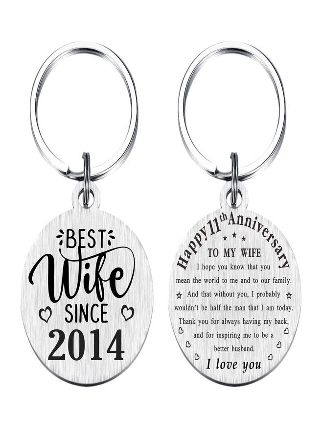 TANWIH 11th Wedding Anniversary Keychain Gifts for Wife, Best Wife Since 2014, 11 Year Anniversary Decoration for Her, 11 Yr Anniversary - Image 1